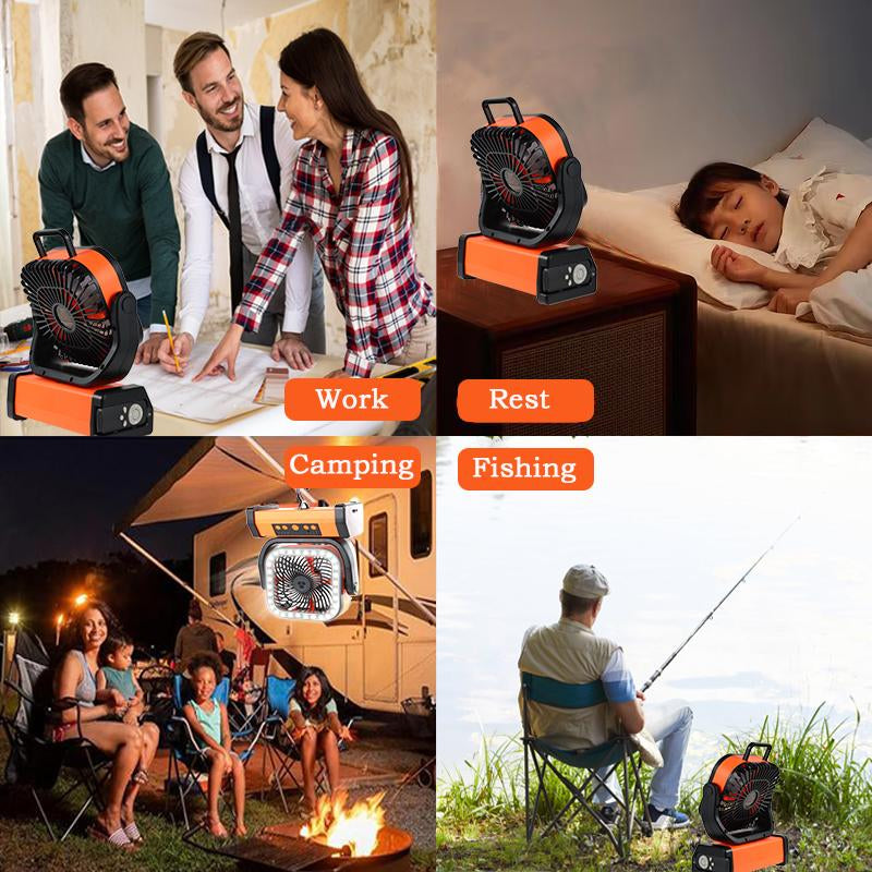 Portable 30000Mah Rechargeable Camping Fan with LED Light, Remote Control, 4 Wind Speeds, Ideal for Camping, Fishing, Traveling & Outdoor Adventure，Outdoorfun Multifunction