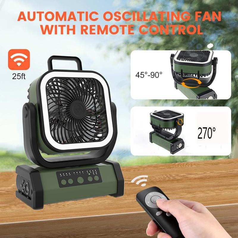 Portable 30000Mah Rechargeable Camping Fan with LED Light, Remote Control, 4 Wind Speeds, Ideal for Camping, Fishing, Traveling & Outdoor Adventure，Outdoorfun Multifunction