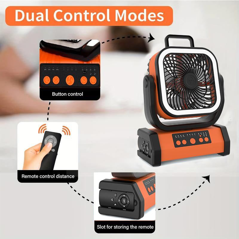 Portable 30000Mah Rechargeable Camping Fan with LED Light, Remote Control, 4 Wind Speeds, Ideal for Camping, Fishing, Traveling & Outdoor Adventure，Outdoorfun Multifunction