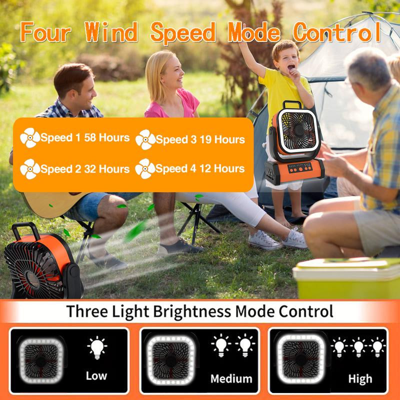 Portable 30000Mah Rechargeable Camping Fan with LED Light, Remote Control, 4 Wind Speeds, Ideal for Camping, Fishing, Traveling & Outdoor Adventure，Outdoorfun Multifunction
