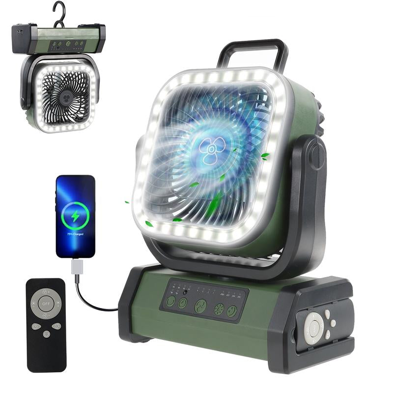 Portable 30000Mah Rechargeable Camping Fan with LED Light, Remote Control, 4 Wind Speeds, Ideal for Camping, Fishing, Traveling & Outdoor Adventure，Outdoorfun Multifunction