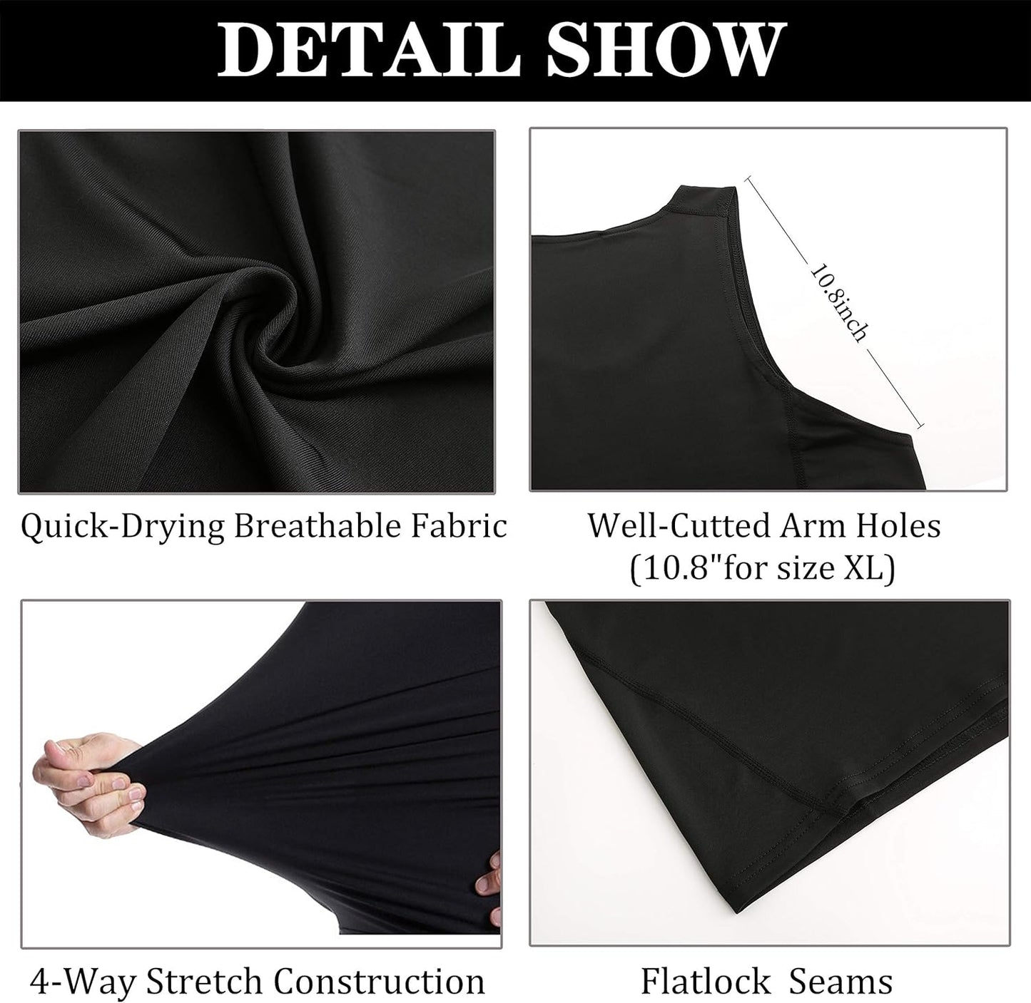 Men'S 3 or 5 Pack Sleeveless Compression Tank Top, Base Layer Cool Dry Compression Shirts Muscle Gym Tank Tops