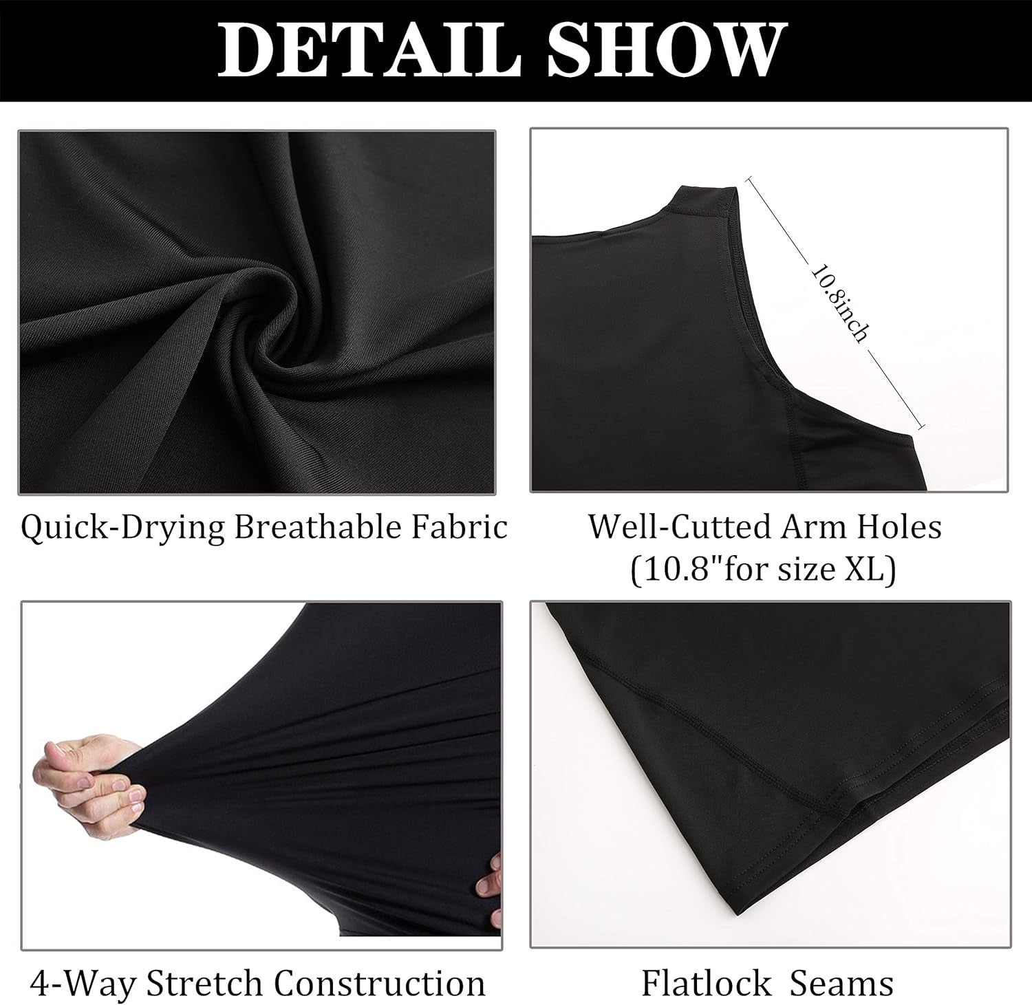 Men'S 3 or 5 Pack Sleeveless Compression Tank Top, Base Layer Cool Dry Compression Shirts Muscle Gym Tank Tops