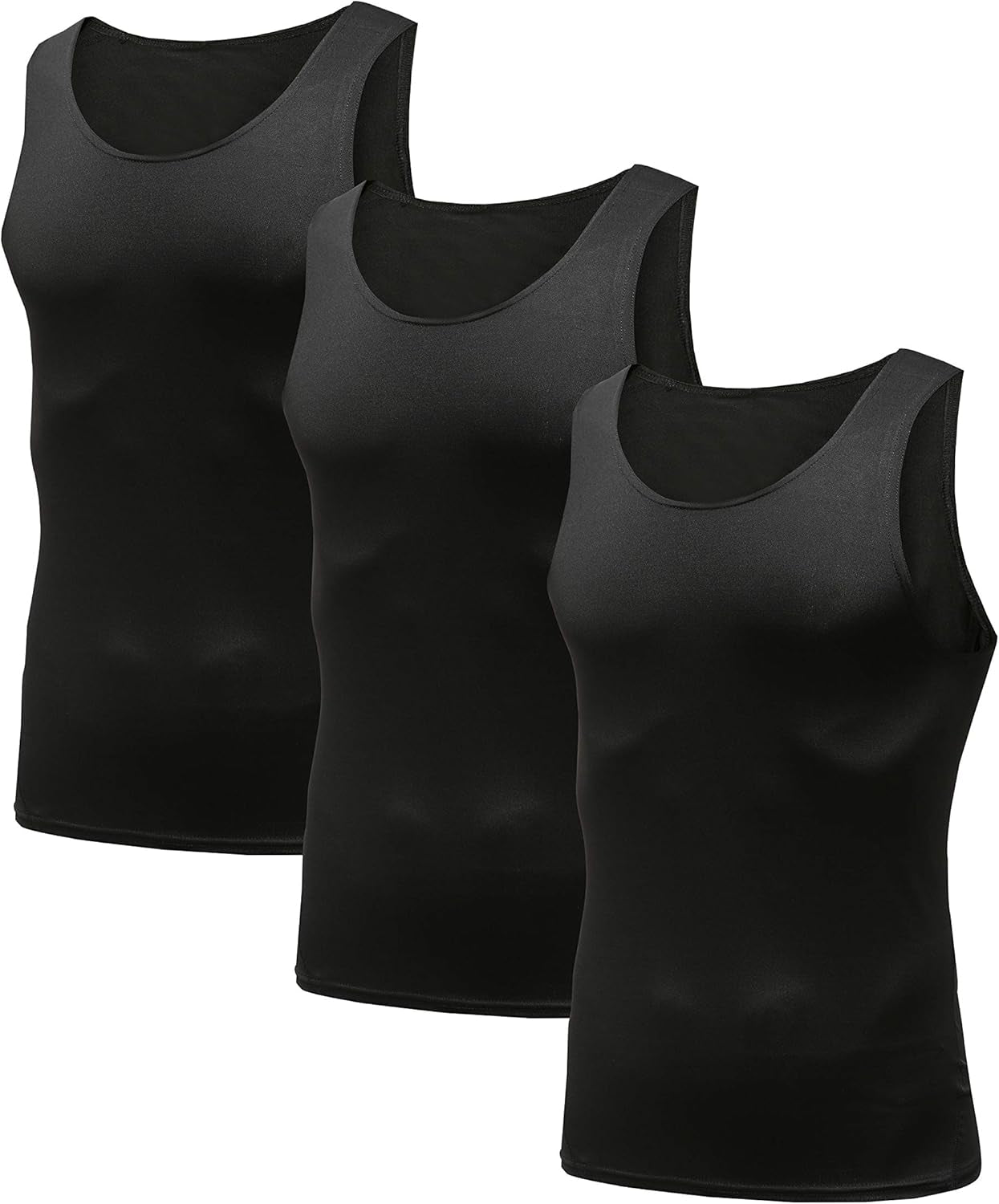 Men'S 3 or 5 Pack Sleeveless Compression Tank Top, Base Layer Cool Dry Compression Shirts Muscle Gym Tank Tops